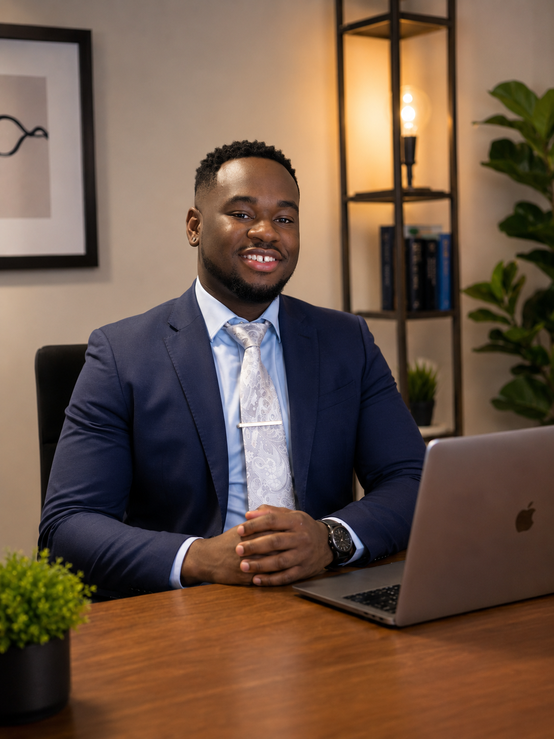 Account manager working at his desk in the Miami office