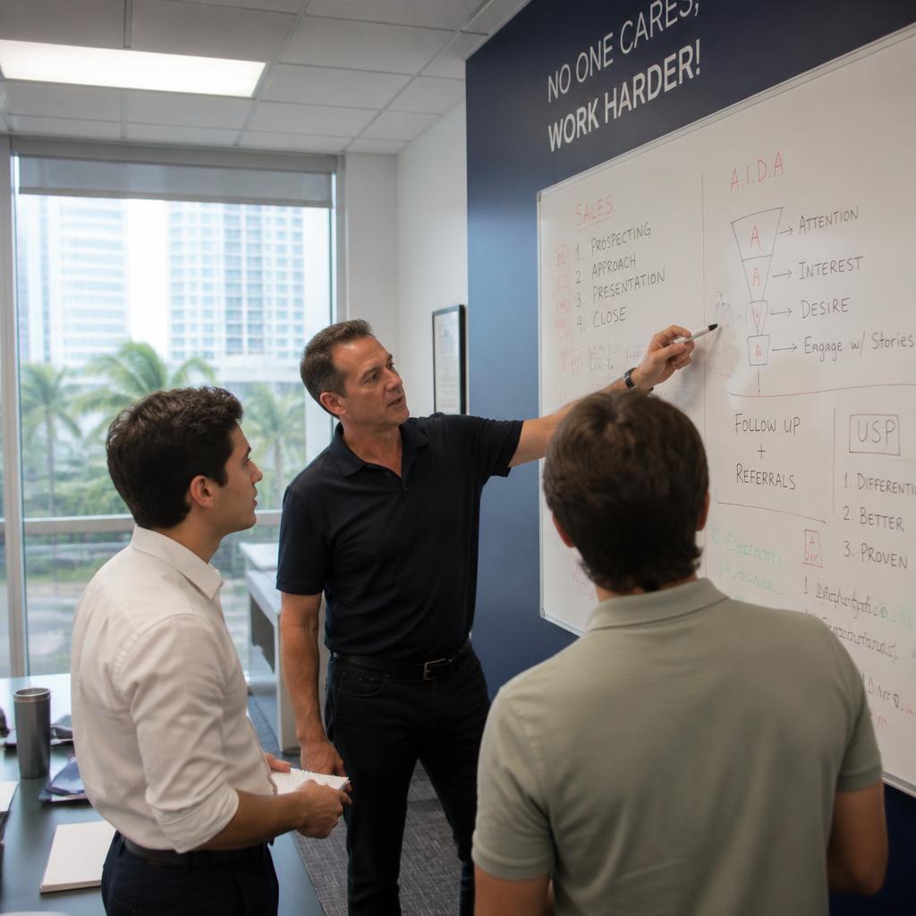 Three Miami Vybe team members on the Miami waterfront